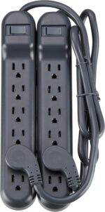 Onn 2.5ft 6 Outlet Surge Protector - 500J, Switch - Image 2