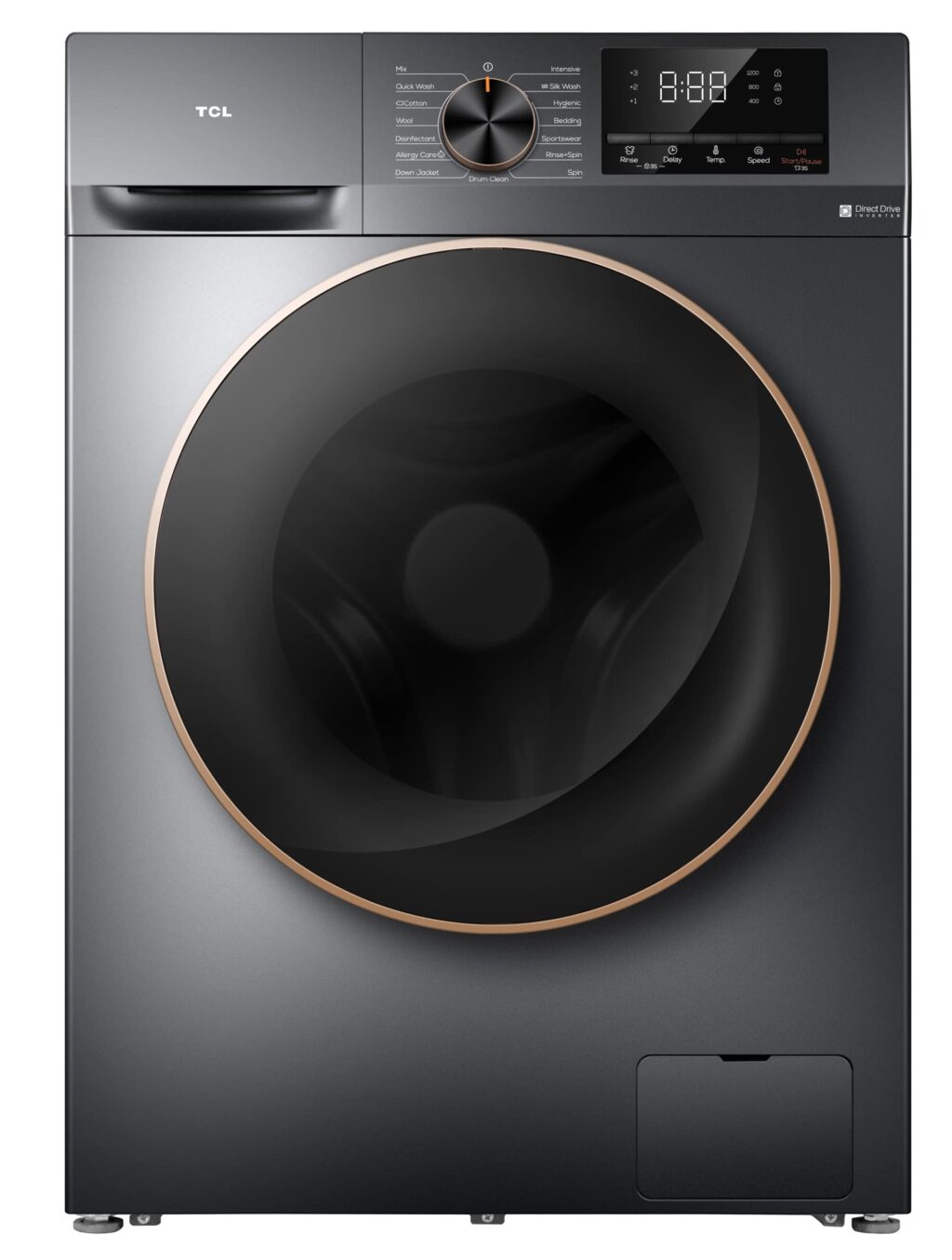 TCL 10 Kg Top Load Washer - Grey, Built-in Pump, Delay Start