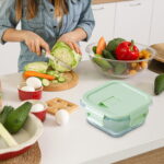 Square Glass Food Storage Container 800ml - Stackable Leakproof