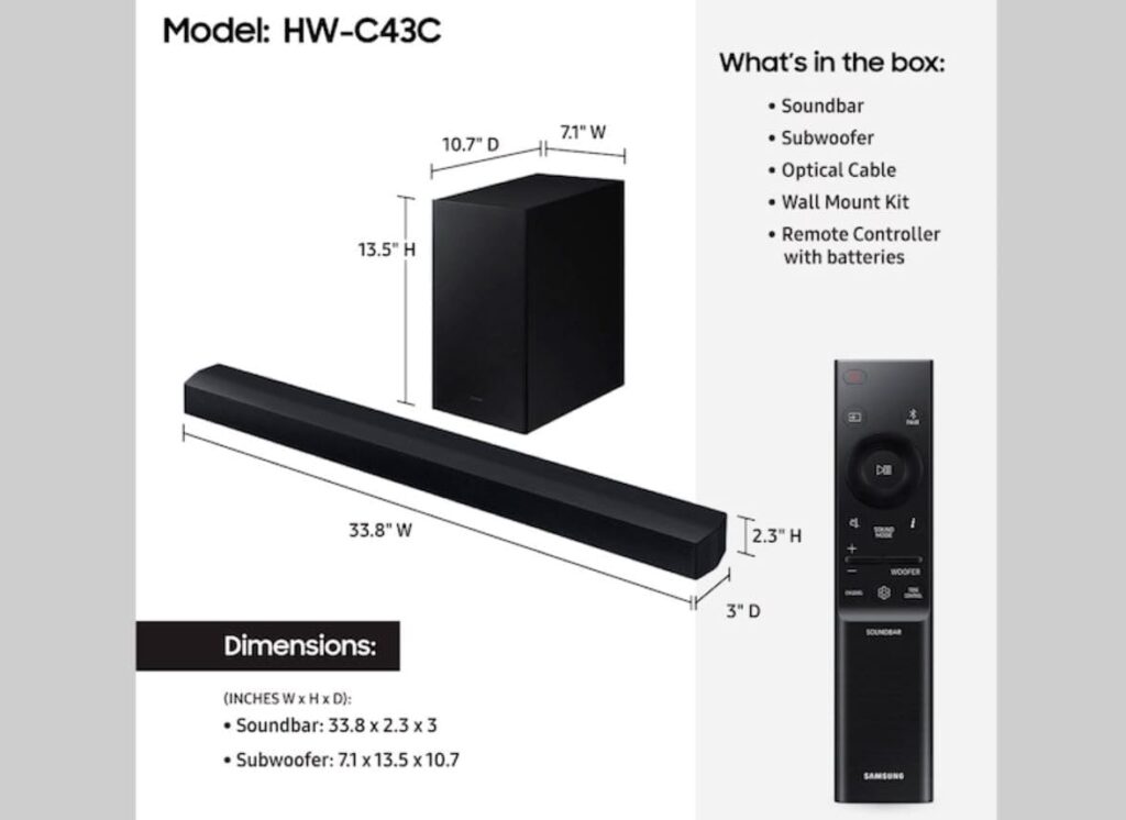 Samsung B-Series 2.1 Ch Soundbar - 270W, Wireless Subwoofer - Image 3