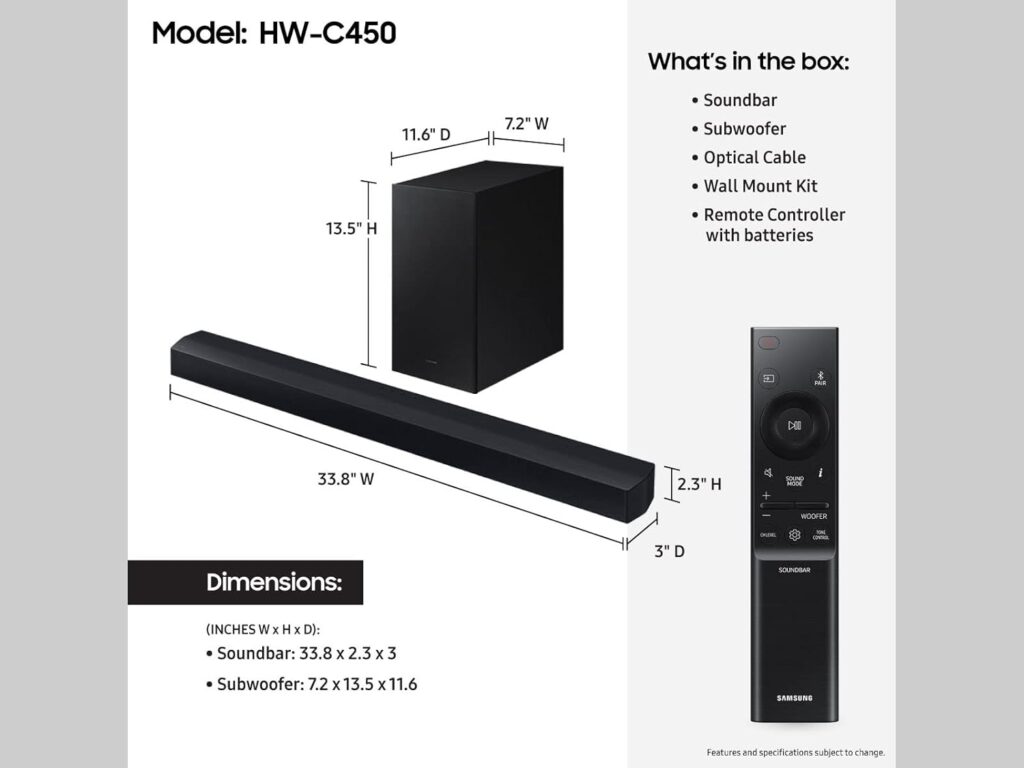 Samsung B Series 2.1 Ch Soundbar - DTS Virtual:X, Black - Image 2