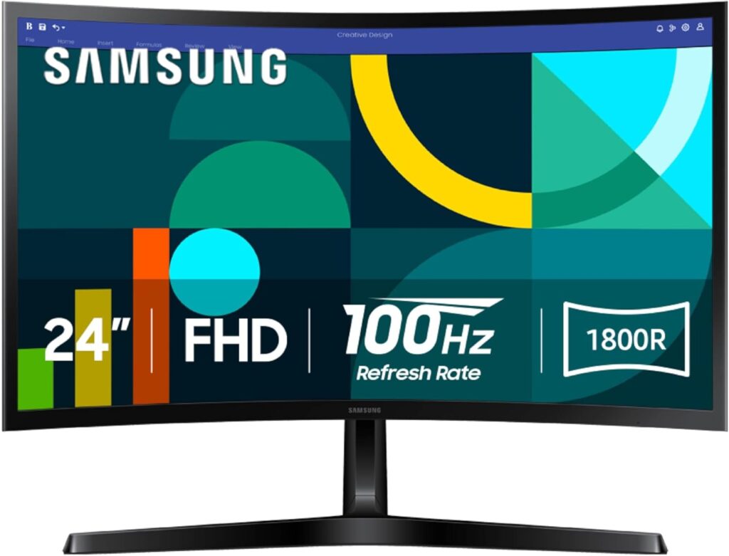 Samsung 24" FHD Curved Monitor - 100Hz, Game Mode, Eye Comfort