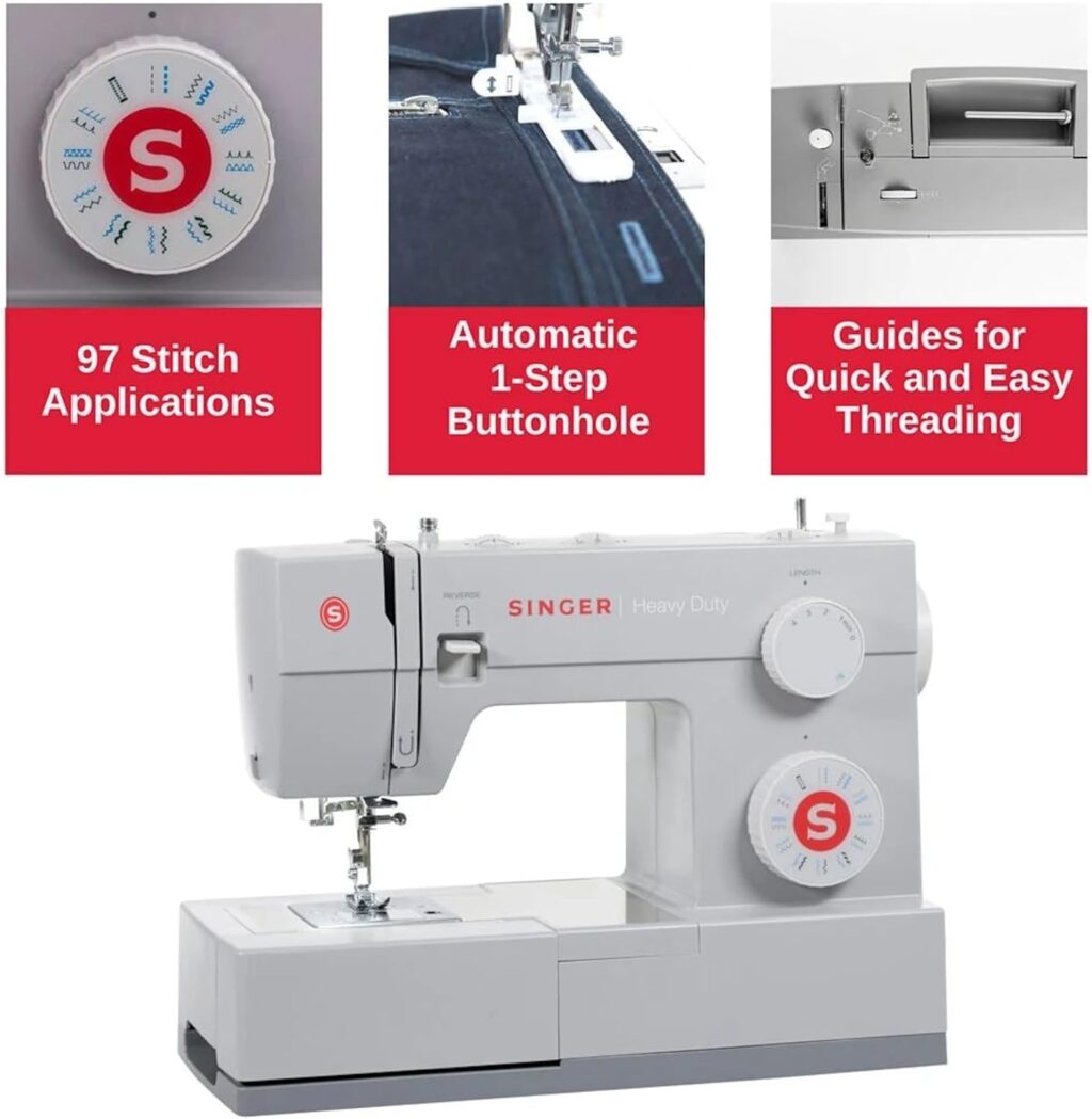 Singer 23-Stitch Heavy Duty Sewing Machine - 1100 SPM, Metal Frame - Image 3
