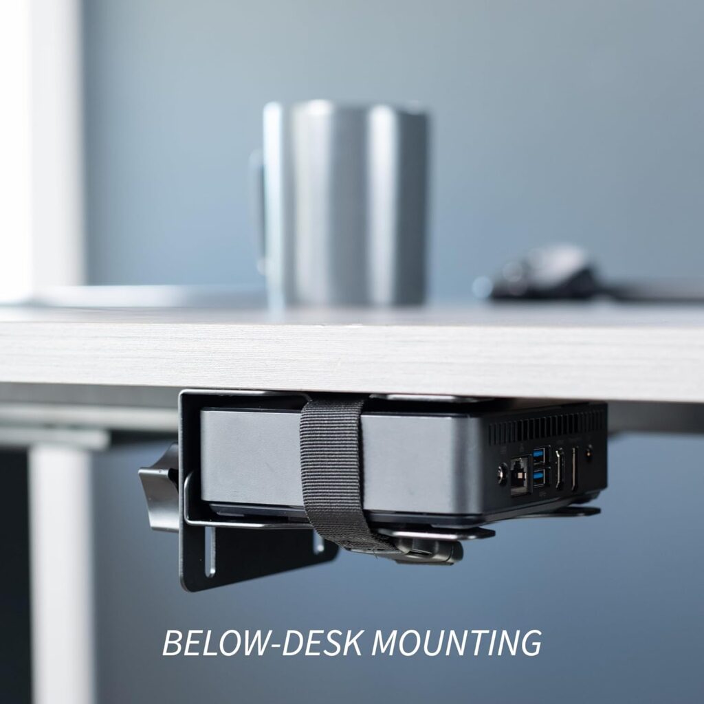 VIVO Adjustable Under Desk Mini PC Mount Bracket - Black - Image 7