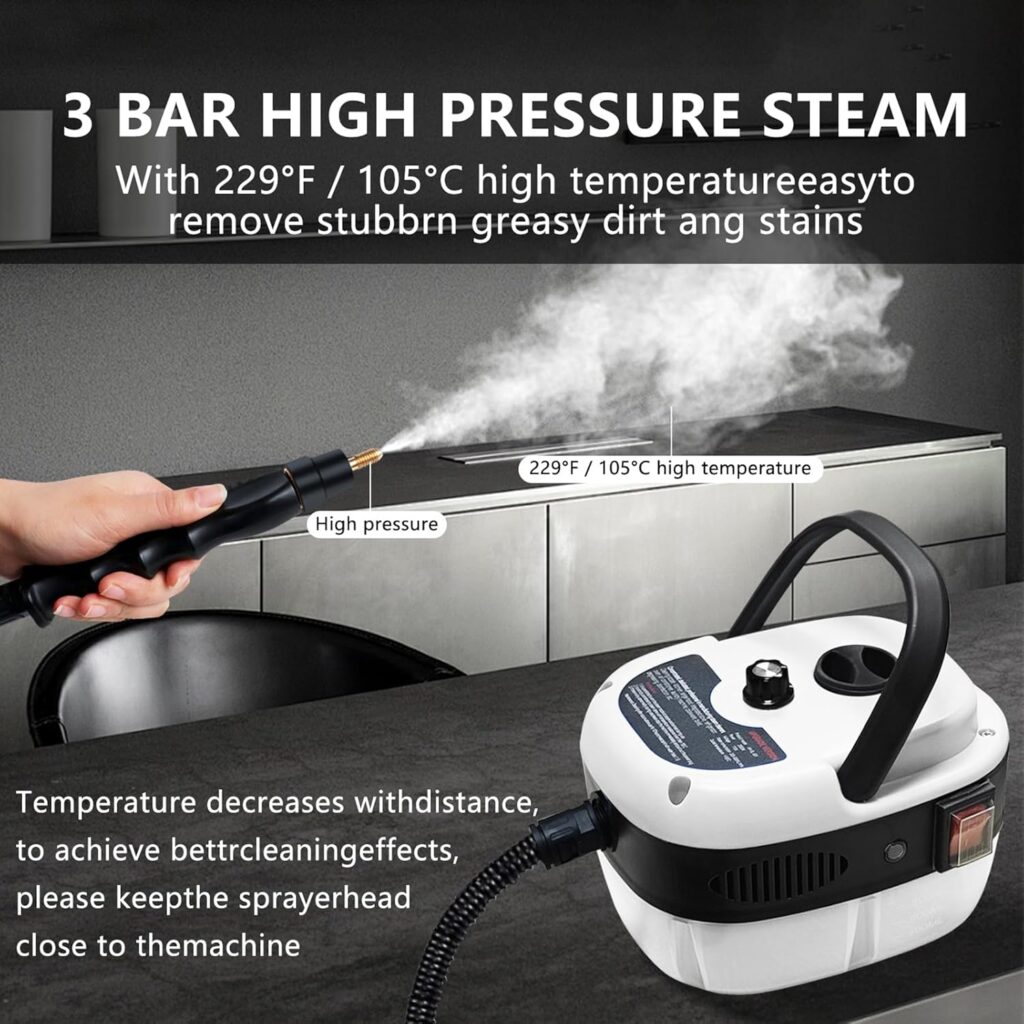 Two Oases 2500W Handheld Steam Cleaner - 3 Brush Heads, Portable - Image 7