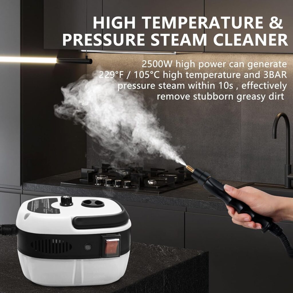 Two Oases 2500W Handheld Steam Cleaner - 3 Brush Heads, Portable - Image 4