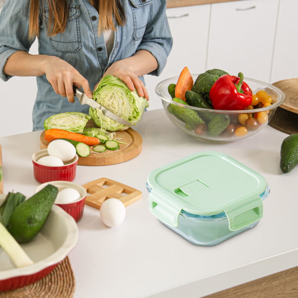 Square Glass Food Storage Container 800ml - Stackable Leakproof - Image 10