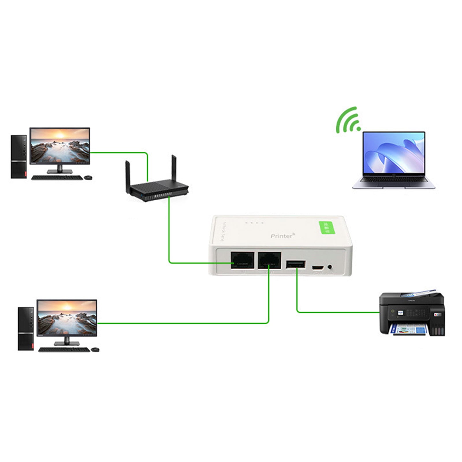 ce0acc8a-46dc-4395-ad6b-7cd52d3fa511.a6441a036b82dbdcd6e15924fedbe9ab-1.jpeg 2-Port Wireless Print Server - WiFi, Ethernet Connectivity - Image 1