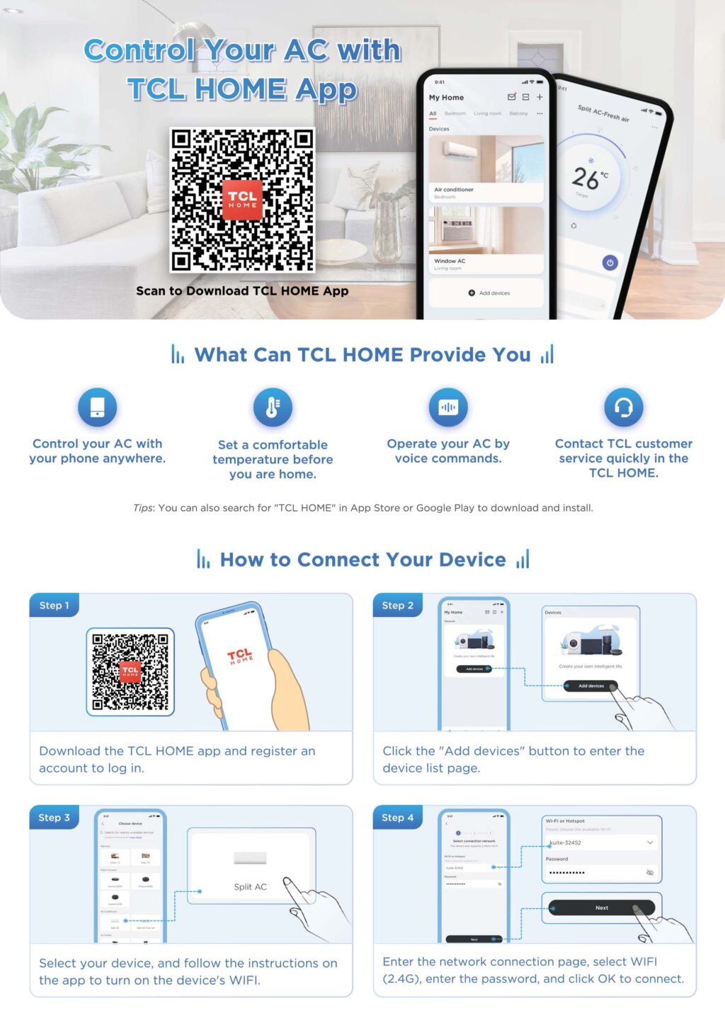TCL 12000 BTU Split Air Conditioner - WiFi Control, 110V - Image 2